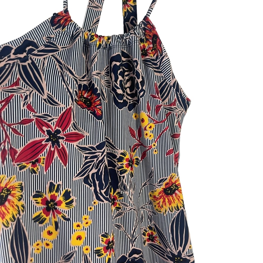 Balance Collection‎ Women's Size Medium Blue Striped Floral Knee Length Dress - Picture 4 of 8